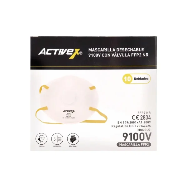Mascarilla Activex 9100V con valvula FFP2 NR (10 unidades) - Imagen 4