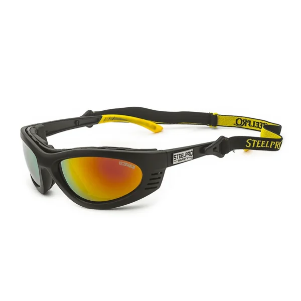 Lente De Seguridad Turbine Gt Gris/Marco Negro C/Revo Rojo, SteelPro